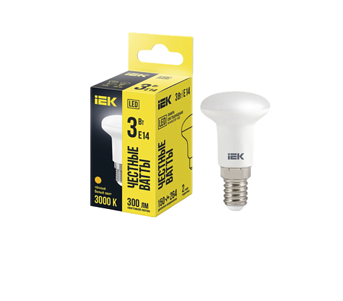 Лампа светодиодная R39 рефлектор 3Вт 230В 3000К E14 IEK LLE-R39-3-230-30-E14: фотография 1