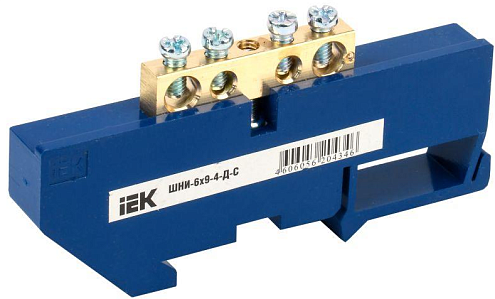 Шина нулевая на DIN-изол. ШНИ 6х9-4-Д-С IEK YNN10-69-4D-K07: фотография 1