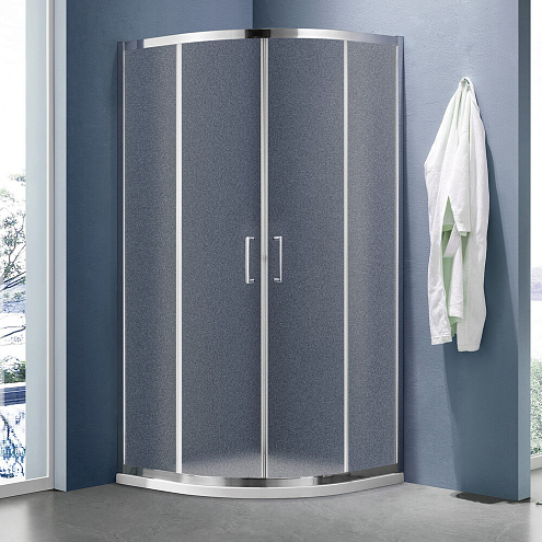 Душевое ограждение SANTREK AQUA Lea-R-1000-G-Chrome 1000х1000х1850 радиус, стекло Грейп 5мм, профиль хром: фотография 1