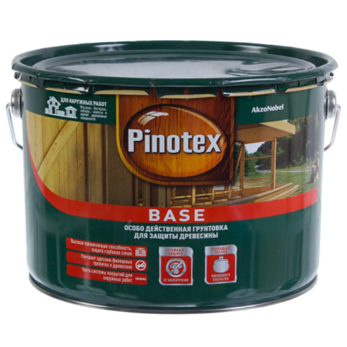 Грунт-антисептик для дерева Pinotex Base 9л : фотография 1
