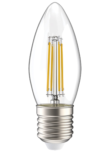 Лампа светодиодная филаментная 360° 7Вт C35 свеча прозрачная 4000К нейтр. бел. E27 230В IEK LLF-C35-7-230-40-E27-CL: фотография 1
