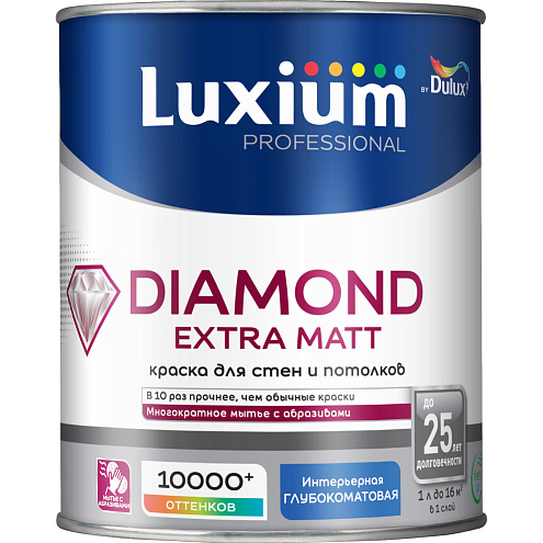 Краска Luxium Professional Diamond Extra Matt глубокоматовая BW 1л: фотография 1