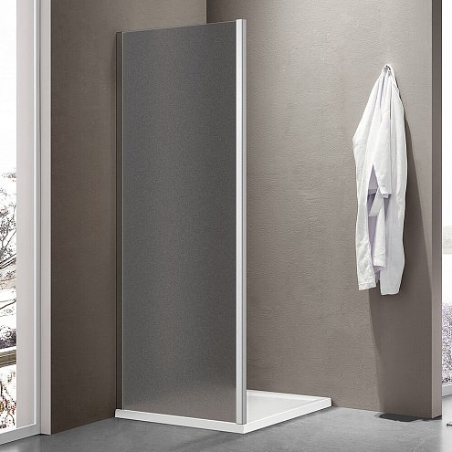 Боковая часть душевого ограждения SANTREK AQUA Iris- SP-900-G-Chrome 900х1850 стекло Грейп 6мм, профиль Хром : фотография 1