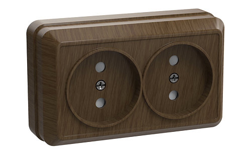 Розетка двойная Октава 10А IP20 без заземления дуб IEK ERO20-K04-10-DC: фотография 1