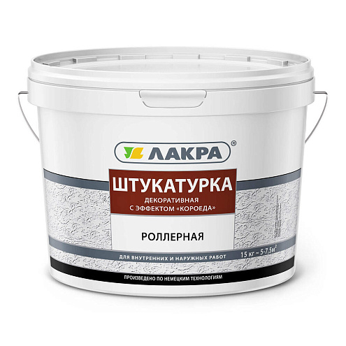 Штукатурка роллерная декоративная Лакра с эффектом «короеда» Белый 15кг : фотография 1