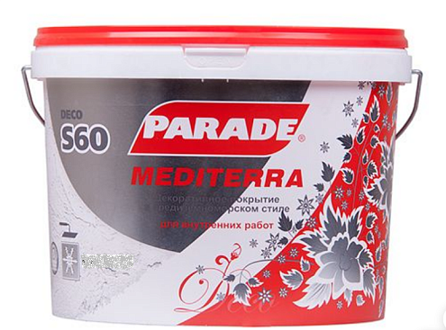 Декоративное покрытие PARADE DECO Mediterra S60 с эффектом средиземноморья, белое, 4кг: фотография 1