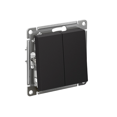 Выключатель  2-клавишный AtlasDesign (сх.5) 10АХ механизм карбон Systeme Electric  ATN001051: фотография 1