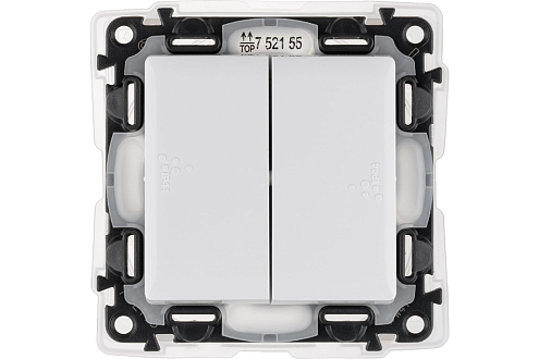 Механизм выключателя 2-кл. СП Valena Life 10А IP44 250В с лицевой панелью; безвинтовые зажимы Leg 752155: фотография 1