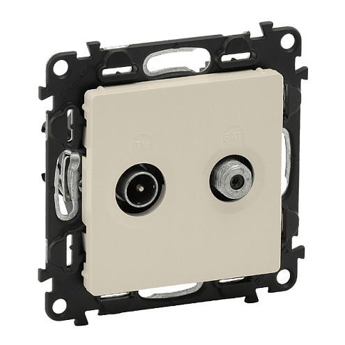 Механизм розетки TV-SAT Valena Life проходная 1.5дБ/14дБ 5-862МГц/950-2400МГц с лицевой панелью сл. кость Leg 753563: фотография 1