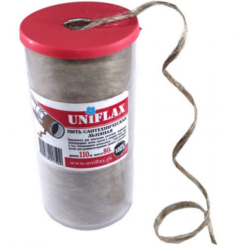 Лён сантехнический 80гр Uniflаx 110м в тубе: фотография 1