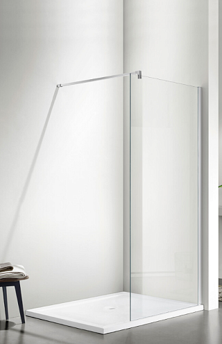 Душевое ограждение SANTREK AQUA Тour - SG-1300-С-Chrome 1300х1950 стекло прозрачное 6мм, профиль хром, штанга в комплекте: фотография 1