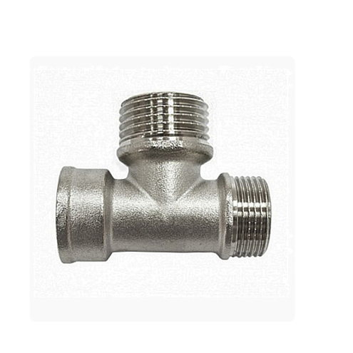 Тройник латунный 1/2&quot; В-Н-Н никелированный STI: фотография 1