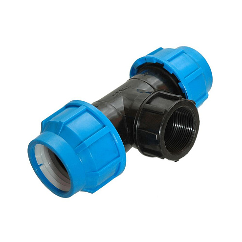 Тройник ПЭ 25х1&quot;х25 внутренняя резьба  обжимной ТПК-Аква: фотография 1