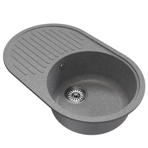 Мойка ML-GM16 овальная с крылом, графит (342), 730х460х180 мм: фотография 1