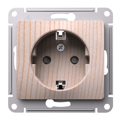 Розетка Glossa 16А заземлением защитные шторки механизм сосна Systeme Electric GSL001545: фотография 1