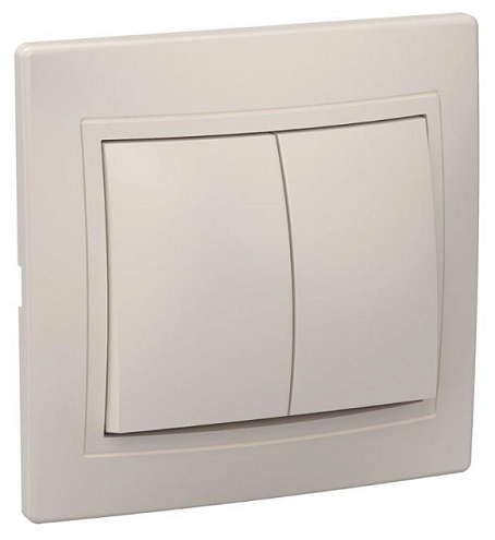 Выключатель 2-кл. СП Кварта 10А IP20 ВС10-2-0-ККм крем. IEK EVK20-K33-10-DM: фотография 1