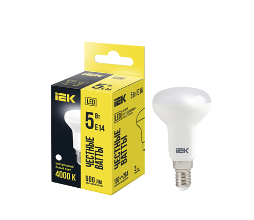 Лампа светодиодная R50 рефлектор 5Вт 230В 4000К E14 IEK LLE-R50-5-230-40-E14: фотография 1