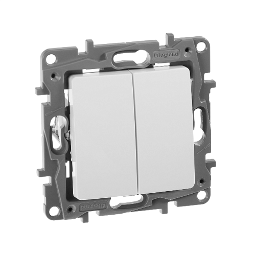 Механизм выключателя 2-кл. СП Etika 10А IP20 250В авт. клеммы бел. Leg 672202: фотография 1