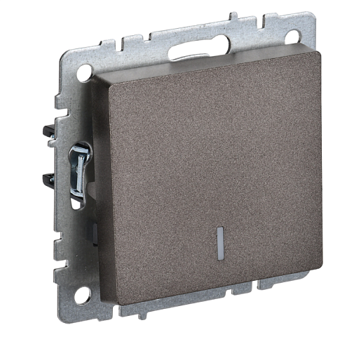 Выключатель 1-клавишный BRITE ВС10-1-1-БрТБ с индикацией 10А механизм темная бронза IEK BR-V10-1-10-K45: фотография 1