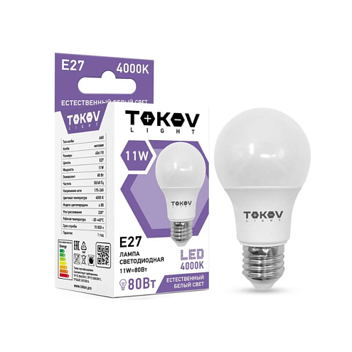 Лампа светодиодная 11Вт А60 4000К Е27 176-264В (TKL) TOKOV ELECTRIC TKL-A60-E27-11-4K: фотография 1