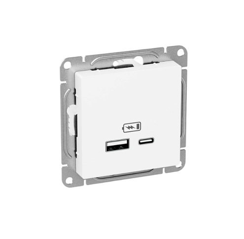 Розетка Эпика USB-A+С механизм белый EKF UP1-SOW-USBA+USBC: фотография 1