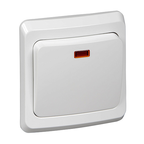 Выключатель 1-клавишный Этюд 10А IP20 с подсветкой белый Systeme Electric BC10-005B: фотография 1