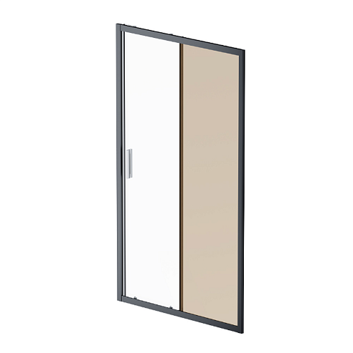 Душевая перегородка с дверью 110x195 AM.PM Gem W90G-110-1-195BBr бронзовое стекло, профиль черный матовый: фотография 1