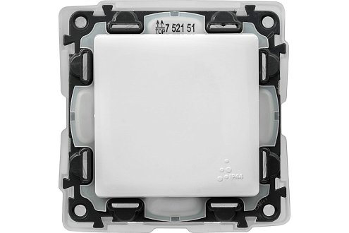 Механизм выключателя 1-кл. СП Valena Life 10А IP44 250В 10АХ с лицевой панелью; безвинтовые зажимы бел. Leg 752151: фотография 1