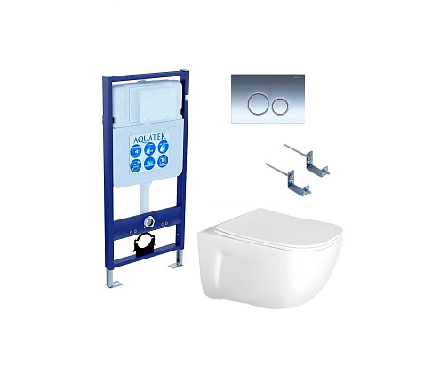 SET AQUATEK ДИВА 4в1 рама Aquatek Standard INS-0000012+ крепеж KKI-0000002+клавиша KDI-0000018+унитаз ДИВА AQ2012-00 с тонким сиденьем soft-close: фотография 1