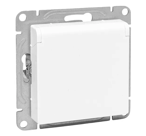 Розетка Эпика 16А IP44 с заземлением защитные шторки с крышкой механизм белый EKF UP1-SOW-111-44: фотография 1