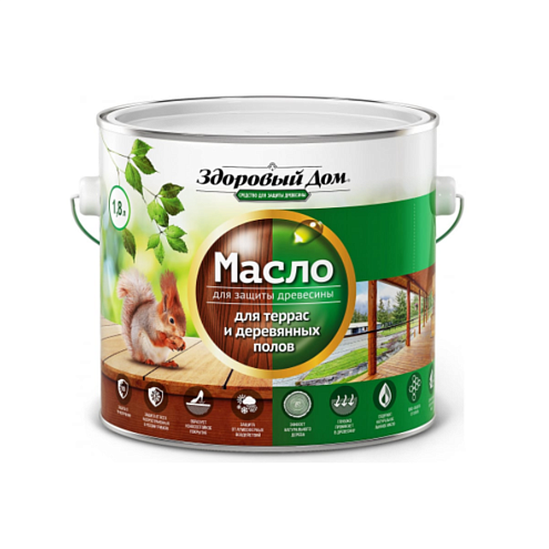 Масло для террас и деревянных полов &quot;Здоровый Дом&quot;, Бесцветное 1,8л: фотография 1