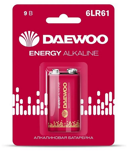 Элемент питания алкалиновый &quot;крона&quot; 6LR61 9В Energy Alkaline 2021 BL-1 DAEWOO 5029729: фотография 1
