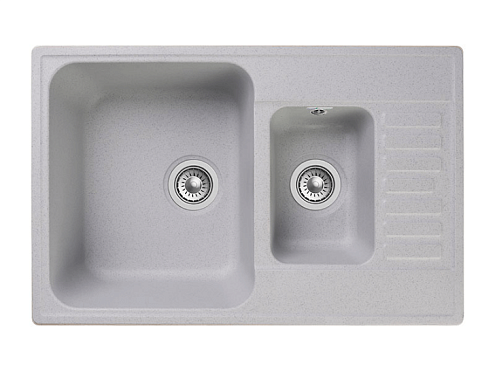 Мойка GRANFEST QUARZ (ECO) 21К 1,5 чаши+крыло 740х480 мм серый без сифона: фотография 1