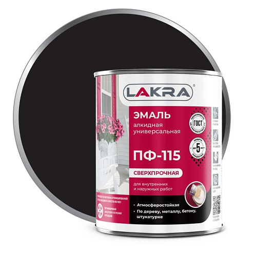 Эмаль ПФ-115 Лакра Черный 0,9кг : фотография 1
