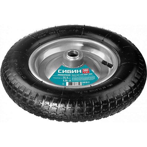 Пневматическое колесо Сибин "СК-3" 360мм, для тачек: фотография 1