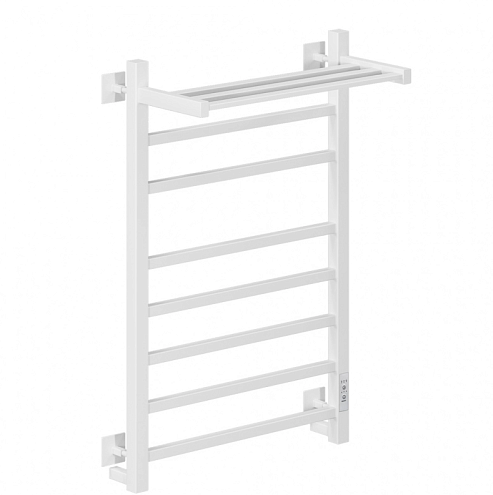 Полотенцесушитель Mixline Fortune 80х50 таймер, 560 Вт, 7 перекладин + полка, прямые квадрат, электрический, белый: фотография 1