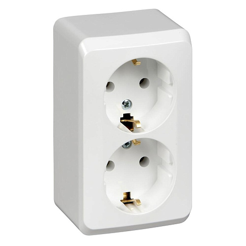 Розетка 2-м ОП Этюд 16А с заземл. бел. SchE PA16-007B: фотография 1