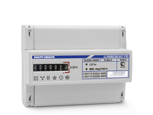 Счетчик ЦЭ-6803В 1 3ф 5-60А 230В 1 класс точн. 1 тариф.; 4пр. М7P31 DIN-рейка Энергомера 101003001011074: фотография 1