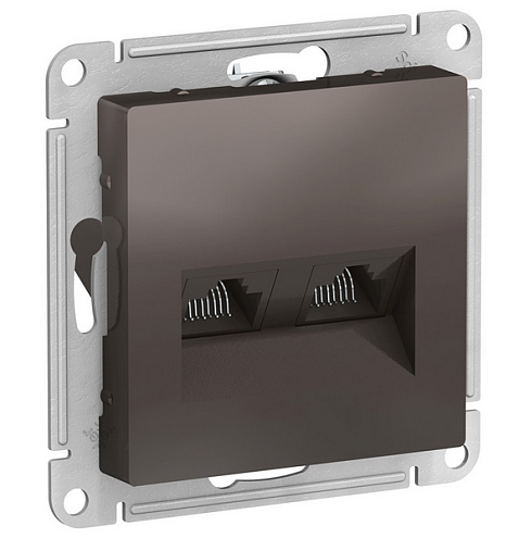 Механизм розетки компьютерной 2-м ATLAS DESIGN RJ45 + RJ45 кат.5e мокко SchE ATN000685: фотография 1
