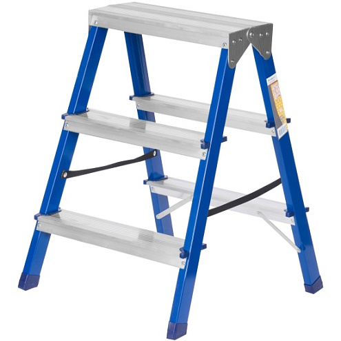 Лестница, двухсторонняя, 3 ступени, стальная, до 120кг, РемоКолор: фотография 1