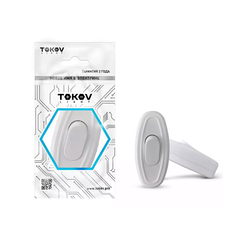 Переключатель на шнур 6А 250В IP20 бел. TOKOV ELECTRIC TKL-SW-C01: фотография 1
