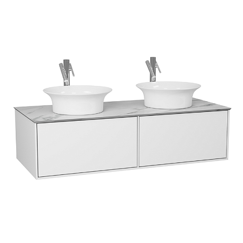 Тумба DIBORG  Elise 120 2 ящика, 2 раковины, белый глянец 77.7229: фотография 1