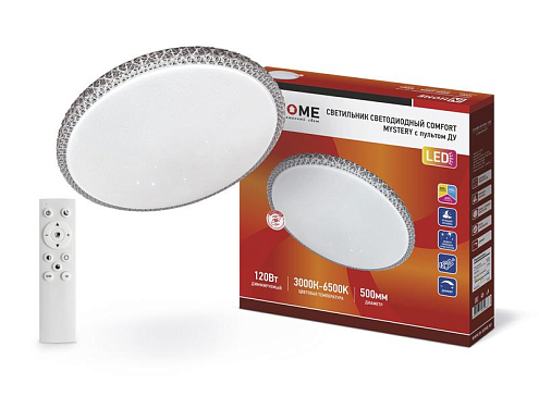 Светильник светодиодный COMFORT MYSTERY 120Вт 230В 3000-6500К 9600лм 500х60 мм с пультом ДУ IN HOME 4690612035086: фотография 1