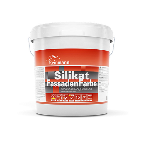 Краска REINMANN Silikat FassadenFarbe,силикатная, фасадная Weiss/BaseA, 15L, RF: фотография 1
