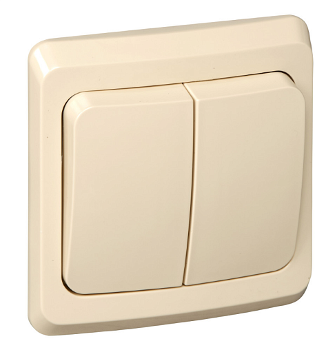 Выключатель 2-клавишный Этюд 10А IP20 кремовый Systeme Electric BC10-002K: фотография 1