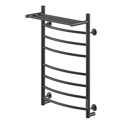 Полотенцесушитель Mixline Capella 80х50 таймер, 382Вт, 7 перекладин + полка, дуга, электрический, черный: фотография 1