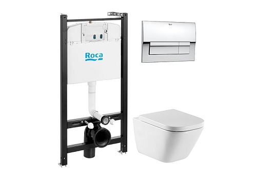 Комплект инсталляции Roca ПЭК с унитазом Gap Rimless и крышкой с микролифтом : фотография 1