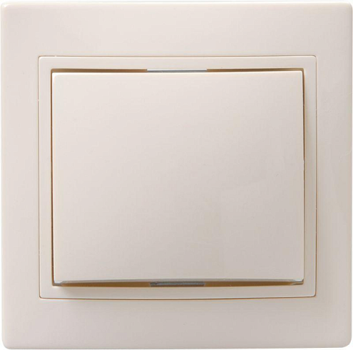 Выключатель 1-кл. СП Кварта 10А IP20 ВС10-1-0-ККм крем. IEK EVK10-K33-10-DM: фотография 1