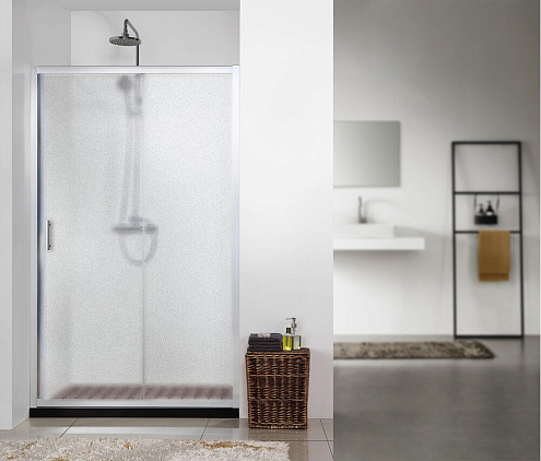 Душевое ограждение SANTREK AQUA Time- DF-1300-G-Chrome 1300х1950 прямое стекло Грейп 6мм, профиль Хром  : фотография 1