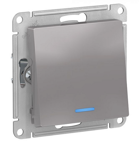 Механизм переключателя 1-кл. ATLAS DESIGN с подсветкой (сх.6а) 10АХ алюм. SchE ATN000363: фотография 1